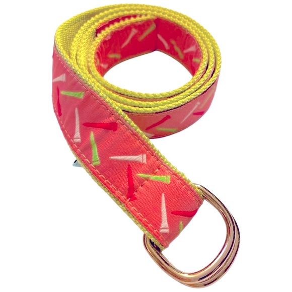 Eliza B Accessories - Eliza B Golf Tee Pink & Green Ribbon D-Ring Belt - Sz Medium